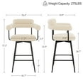 thumbnail image 3 of Zesthouse 26.7" Swivel Counter Stools Set of 2, Linen Upholstered Bar Stools with Back and Metal Legs, Modern Counter Height Chairs for Kitchen Island, Beige, 3 of 14
