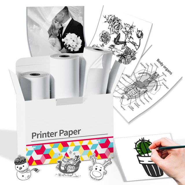 Memoking White Thermal Sticker Paper 50mm, Compatible with T02/M02/M04S/M04AS Mini Sticker Maker, H
