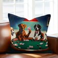 thumbnail image 2 of Abstract Animal Throw Pillow Cover Dog In The Room Playing Poker Games Cotton Linen Cushion Cover Throw Pillow Case with Invisible Zipper for Couch Sofa Bed Chair Car 16x16 Inch, 2 of 9