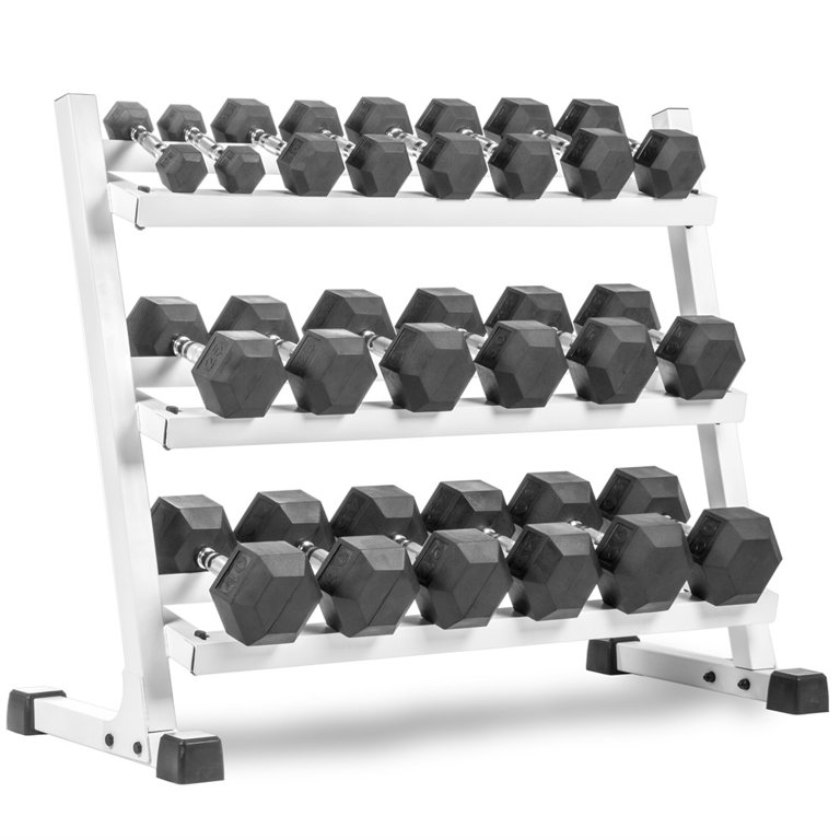 XMark Fitness Three Tier Dumbbell Rack White