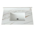 thumbnail image 3 of 37 Inch Marble Vanity Top, Bathroom Vanity Top with Undermount Rectangular Middle Sink and 4" Height Backsplash, Pre-Drilled 8 Inch Faucet Hole Spread Vanity Top, Carrara white with veins, 3 of 9