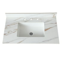 37" Marble Vanity Top with Undermount Sink & Backsplash Carrara White