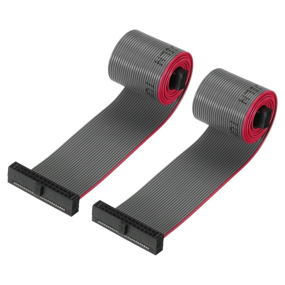 IDC 26Pin Flat Ribbon Cable, 1.27mm Pitch FC to FC Connector 30cm Length Grey Jumper Wire Computer DVD, 2Pcs