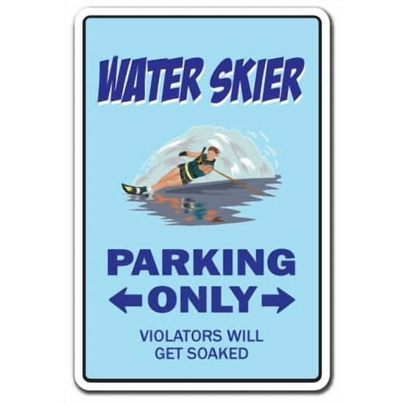 SignMission 9 in. Water Skier Decal - Parking Skiing Waterskier Boat Wave Runner Skis Boater