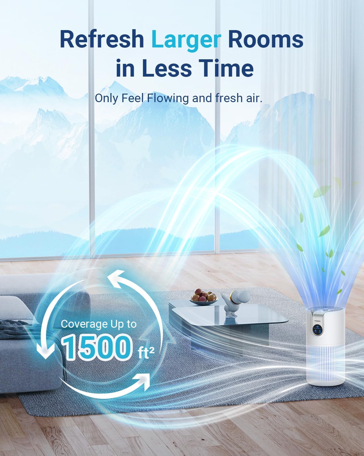 TENKER Air Purifiers for Home Large Room Up to 1500ft² with Aromatherapy, HEPA Air Purifier Air Filter Cleaner 15dB, White