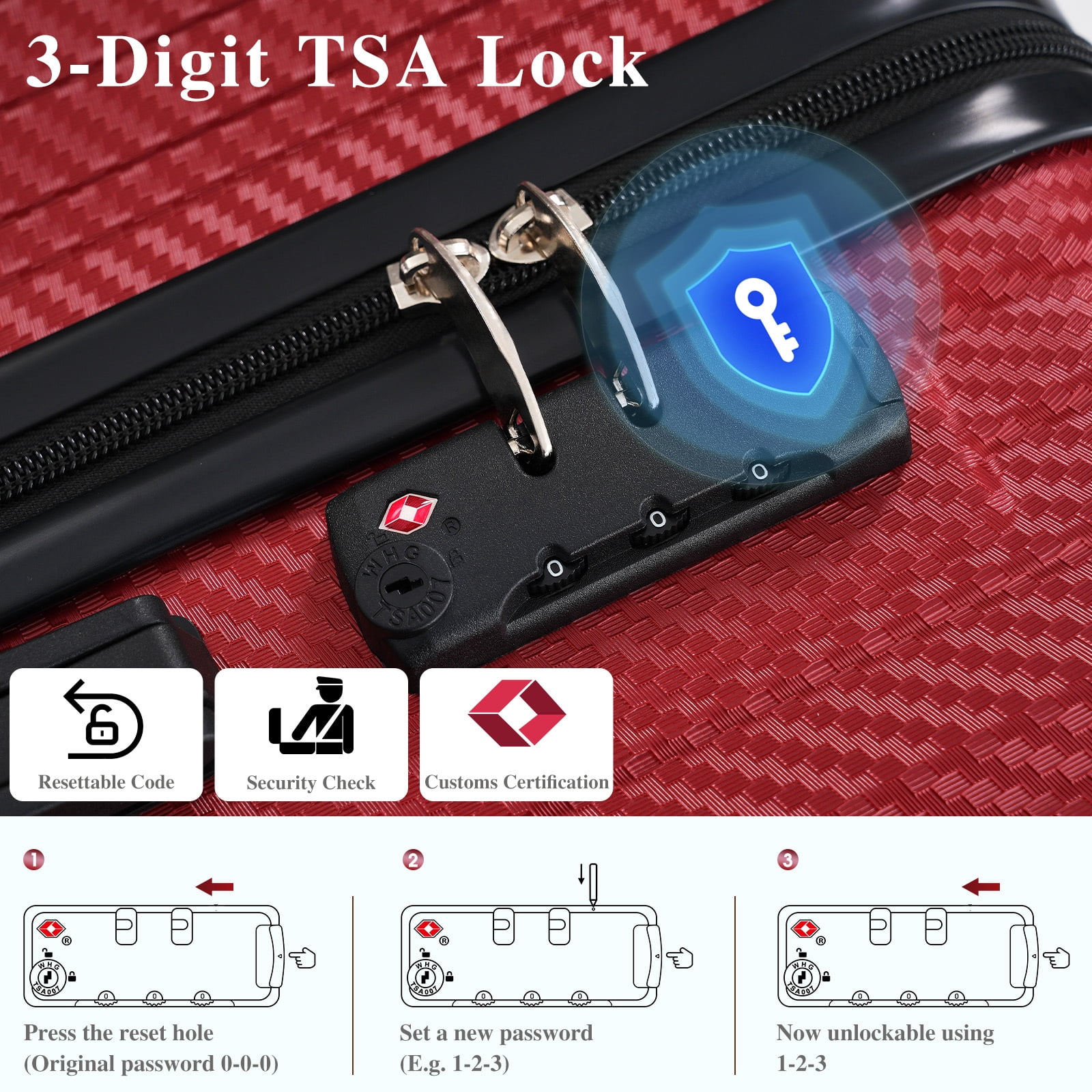 Euroco 6-Piece Luggage Sets, ABS Hardshell Suitcase Set with Spinner Wheels and TSA Lock,Lightweight Carry-On & Checked Luggage for Family Travel,Red