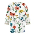thumbnail image 5 of Women's Summer Clothes Spring Elegant Shirts Tie Dye Floral Print Y2K Tops Dressy Casual Fashion 2024 Vintage 3/4 Sleeve Tunic Tops for Lady Loose Fit Flowy Lace V Neck Blouse White T Shirts XXXXL, 5 of 5