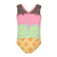 thumbnail image 2 of FOR U DESIGNS Tricolor Ice Cream Girls Swimsuits Toddler Kids V-Neck Sleeveless Summer Bathing Suit for Age 3-4 Casual Rash Guard Swimwear, 2 of 8