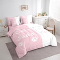 thumbnail image 3 of Homewish Kids Kawaii Cartoon Bedding Comforter Set 7 Pieces, Pink White Couples Print Full Bedding Set, Romantic Valentines Day Reversible Fitted Sheet Flat Sheet, Lightweight Room Decor, 3 of 7