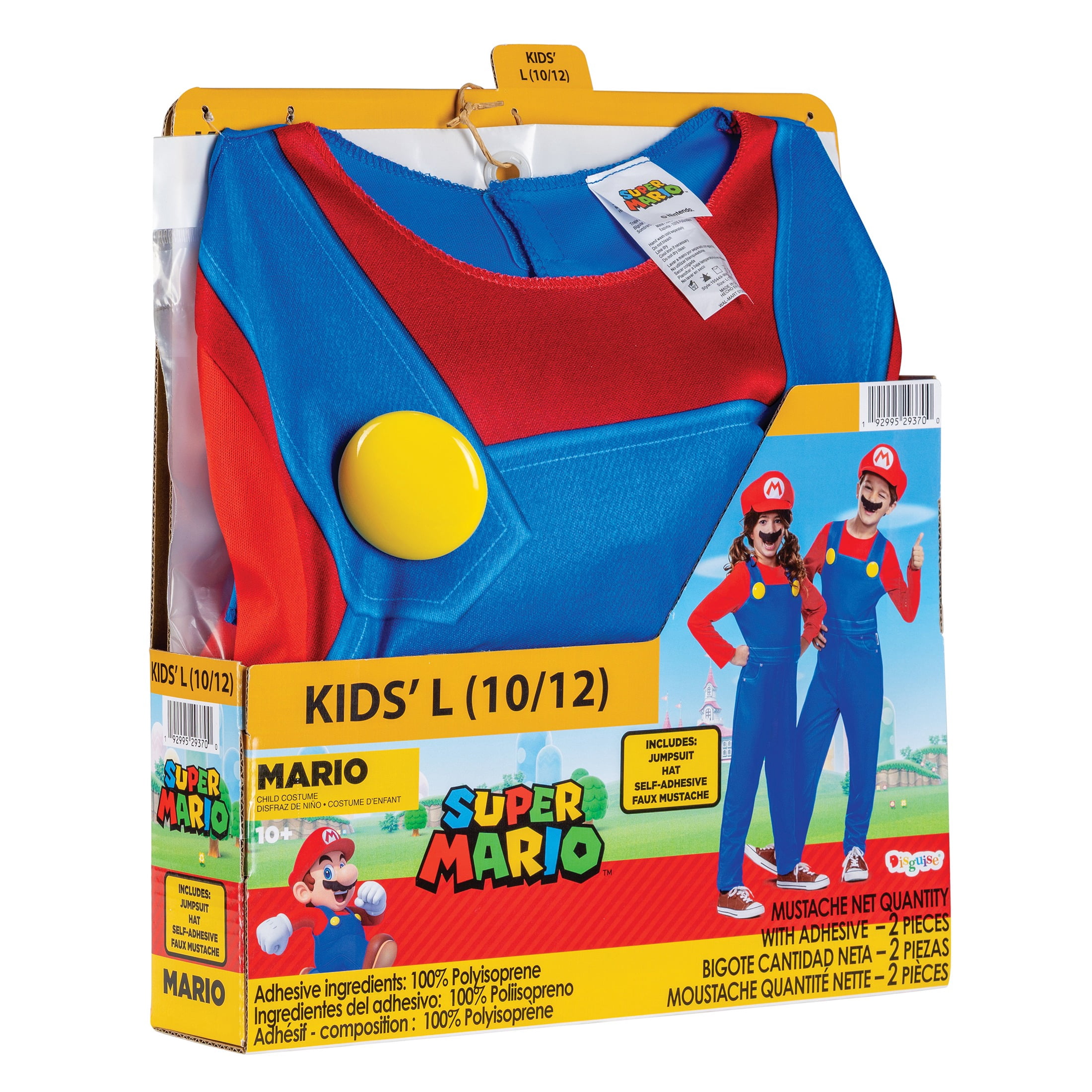 Nintendo Super Mario Bros. Mario Halloween Costume for Children, Boys Size L (10/12), by Disguise