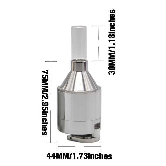 Trituradora de molinillo de especias en polvo de Metal de aluminio, forma de embudo de 44mm con botella de vidrio Snuff Snorter ZefeiWu 1327533469159