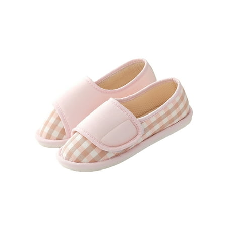 

SIMANLAN Ladies Loafer Slippers Plaid Warm Shoe Magnetic Slipper For Mom Women Cozy Mocassins Womens Soft Sole Home Shoes Pink Plaid 9-10