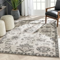 Well Woven Lisbon Selma Modern Oriental Floral Pattern Grey Retro 5'3" x 7'3" Area Rug