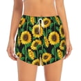 thumbnail image 2 of Xecao's Sunflower 1 for a double-layer running short for women, perfect for gym, tennis, and more, featuring a convenient pocket., 2 of 9