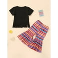 thumbnail image 4 of Toddler Girl Bell Bottom Outfits Letter Print Top + Rainbow Stripes Flared Pants Set 2 Pcs Summer Clothes Sets, 4 of 8