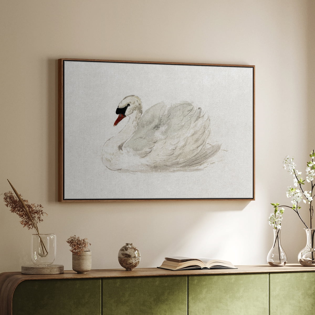 Vintage Animal Print-XLIV By Wexford Home Framed in Walnut Wood Gallery Wrapped Canvas 17 in. x 25 in.