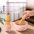 thumbnail image 4 of Matcha Whisk Set, Cherry-Blossom Matcha Set Making Kit Includes Ceramic Matcha Bowl, Whisk and Holder, Bamboo Scoop, Scoop Rest, Sifter, Greeting Card and Tea Towel - 8 Pcs Matcha Set Pink, 4 of 4