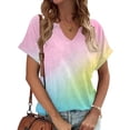 thumbnail image 5 of Scyoekwg Womens Tops Summer Short Sleeve Tshirt Shirts Casual V Neck Tie Dyed Shirts Pullover Casual Loose Comfy Blouses Graphic Tee (#F=Multicolor,L), 5 of 5