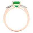 thumbnail image 4 of 1.62 ctw 3 Stone Anniversary Ring for Women | Square Emerald Cut Simulated Emerald | Hyperallergenic Solid 18K Rose Gold, 4 of 5