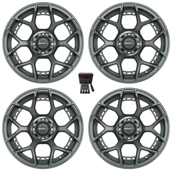 MadJax Evolution 15" Golf Cart Wheels/Rims Gunmetal (3 4) E-Z-GO & Club Car