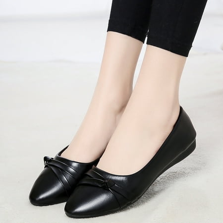 

Cathalem Leisure Women s Four Seasons Low Heeled Non Slip Round Toe Bow Tie Breathable Womens Shoes Casual Dress with Short Heel Black 8