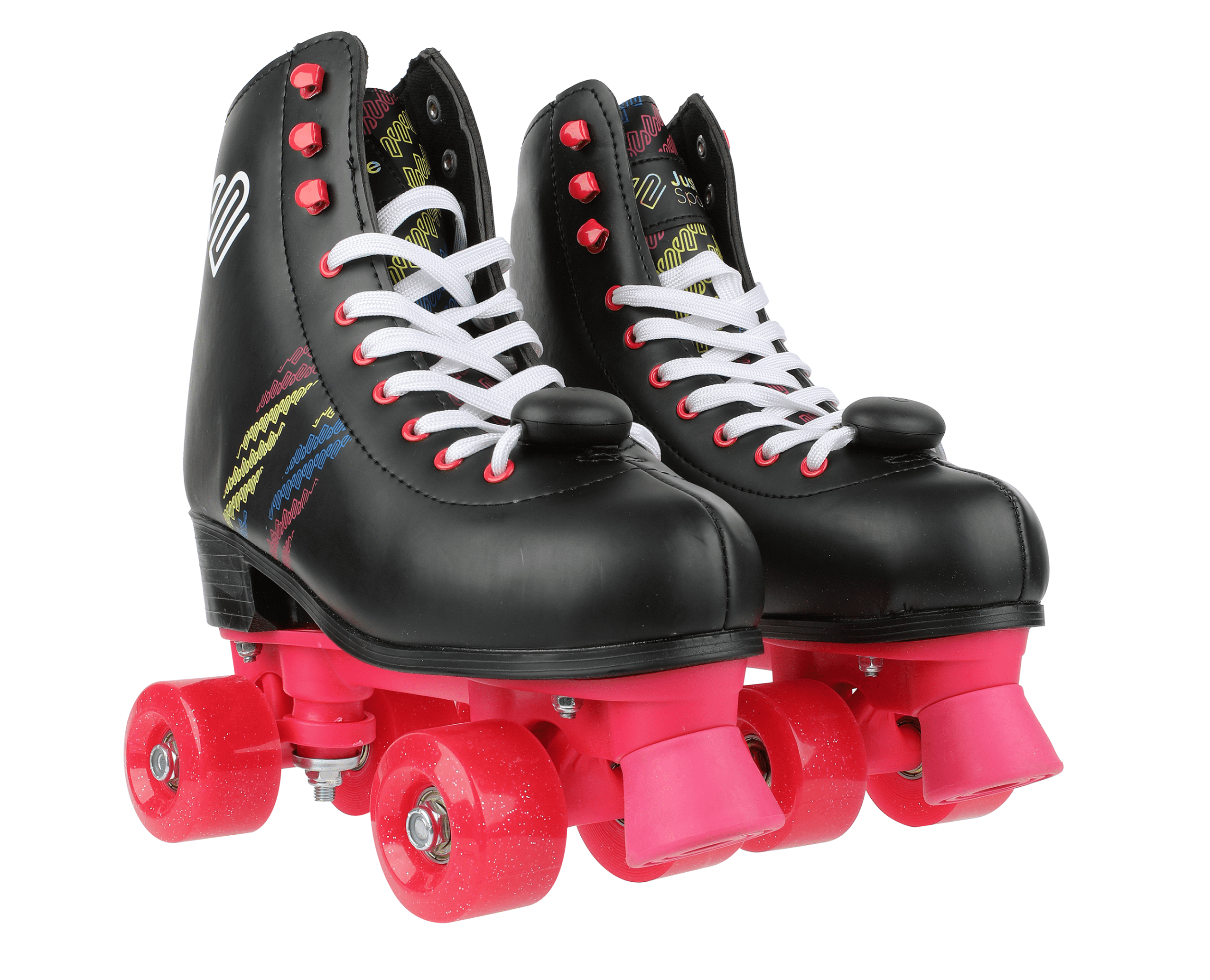 WOMEN LADY GIRL YOUTH ROLLER SKATES QUAD FOUR WHEELS HIGH TOP BLACK COLOR 