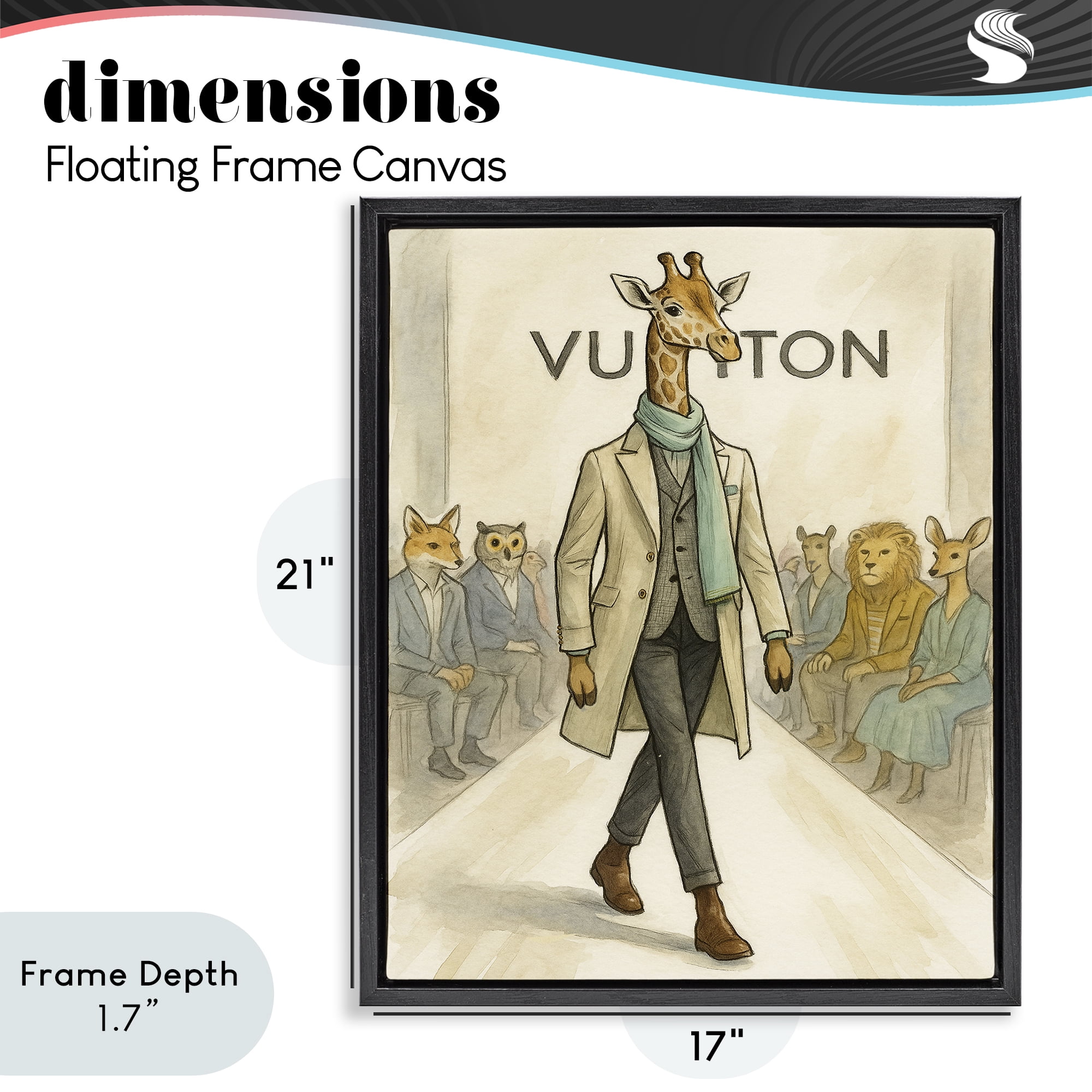 Stupell Industries Fashion Runway Giraffe Black Framed Floater Canvas Wall Art, design by Grotto Studios