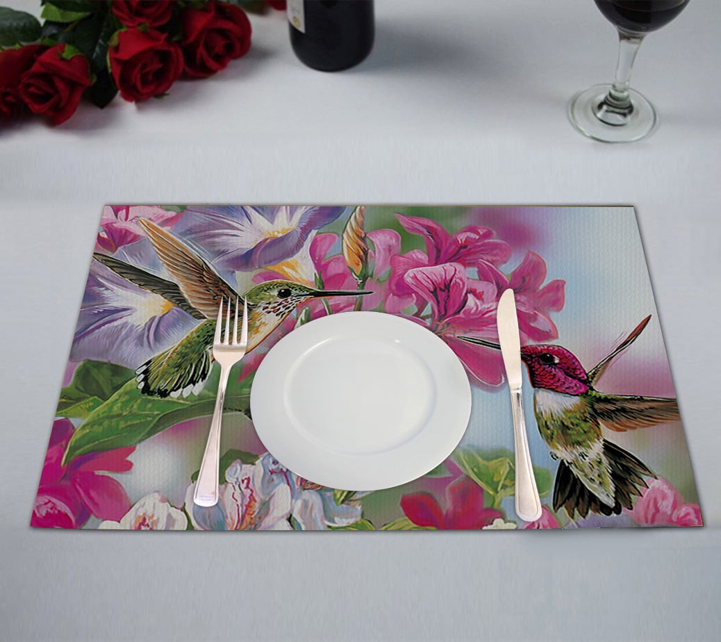 GCKG Novelty Hummingbird Table Placemat 12x18 Inch Set of 2