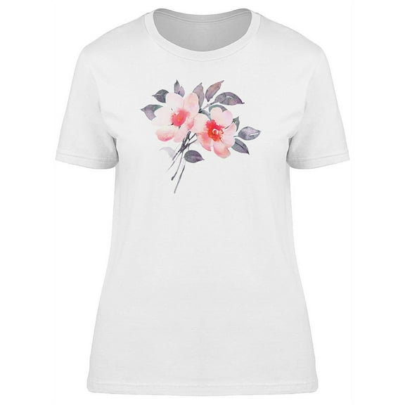 Two Pastel Pink Flowers T-Shirt Women -Image by Shutterstock, Female Small