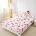 thumbnail image 4 of Homewish Fashion Buffalo Bow-tie Full Size Sheets for Kid, Pink Stripes Lines Bed Sheets, Cartoon Cherry Sheet Sets, Microfiber Bedroom Decor, 4 Pieces, 4 of 7