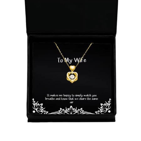 amangny Wife Gifts for Wife, It Makes me Happy to Simply Watch You Breathe and, Cute Wife Heart Knot Gold Necklace, Jewelry from Husband, Heart Necklace, Gold Heart Necklace, Holiday Jewelry,