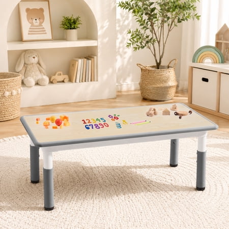 Toddler Table, 7-Level Adjustable Kids Play Table, Graffiti-Proof Plastic Desk for Home & Daycare, Ages 3-8