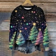 thumbnail image 3 of asdoklhq Plus Size Sweaters for Women's Christmas Bright Colorful Christmas Tree Round Neck Print Loose Sweatshirt Long Sleeve No-Cap Sweatshirt Top Multicolor 3X, 3 of 6
