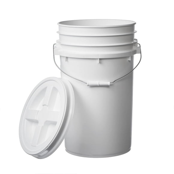 Hudson Exchange Premium 7 Gallon Bucket, HDPE (1 Pack - Gamma Seal Lid Included, White)