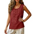 thumbnail image 6 of Womens Linen Embroidered Tank Tops 2026 Trendy Summer Casual Loose Fit Crewneck Sleeveless Shirts Fashion Ladies Blouses, 2XL, 6 of 7