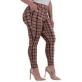 thumbnail image 5 of Plus Size Tummy Control Sculpting Treggings - Brown Plaid, 5 of 8