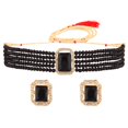thumbnail image 1 of Efulgenz Indian Jewelry Set Crystal Choker Faux Pearl Multi Layered Strand Beaded Necklace Earrings Bollywood Jewelry Set for Women, Black, Perfect Valentines Day Gifts for Her, 1 of 5