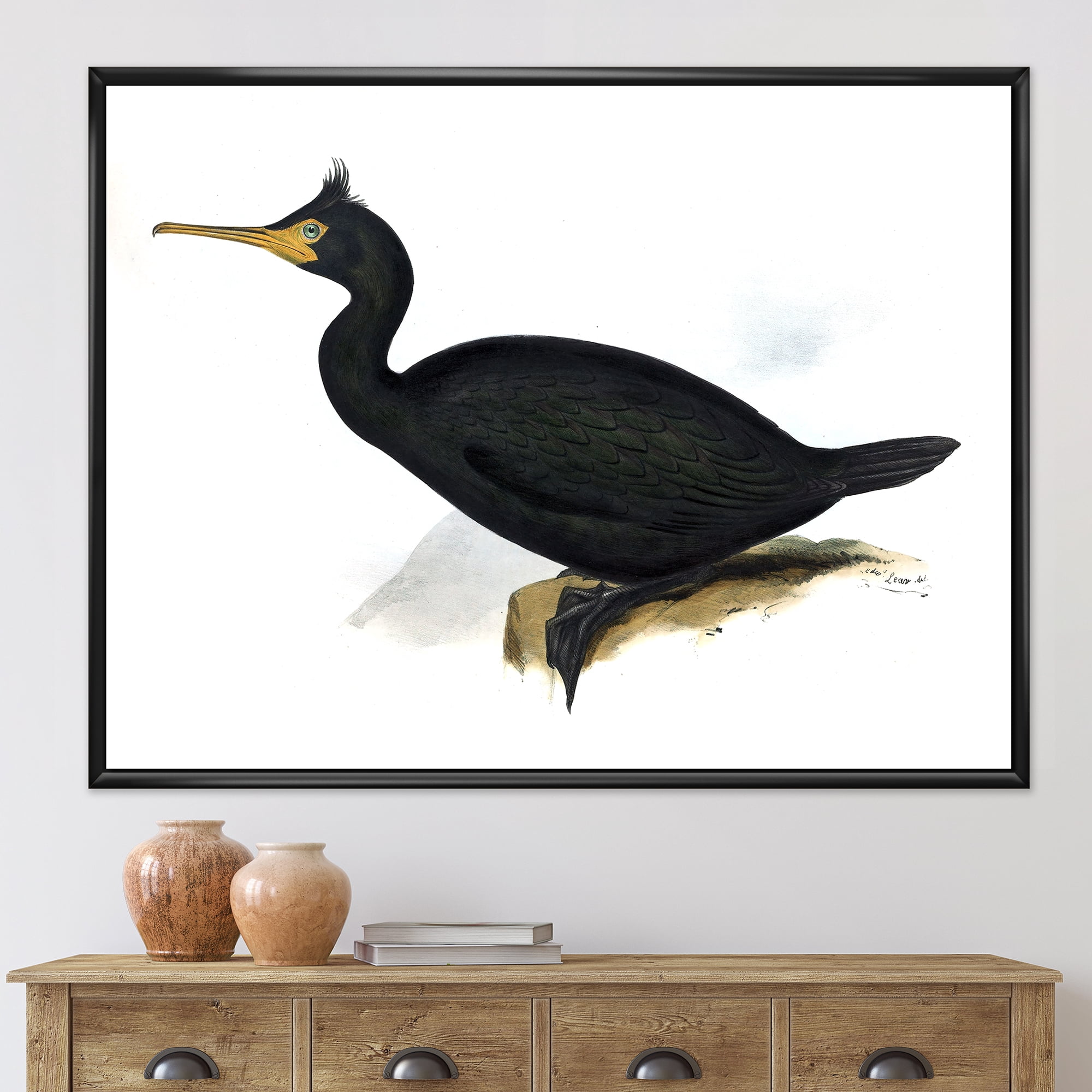 Designart 'Ancient Bird Life IV' Traditional Framed Canvas Wall Art Print