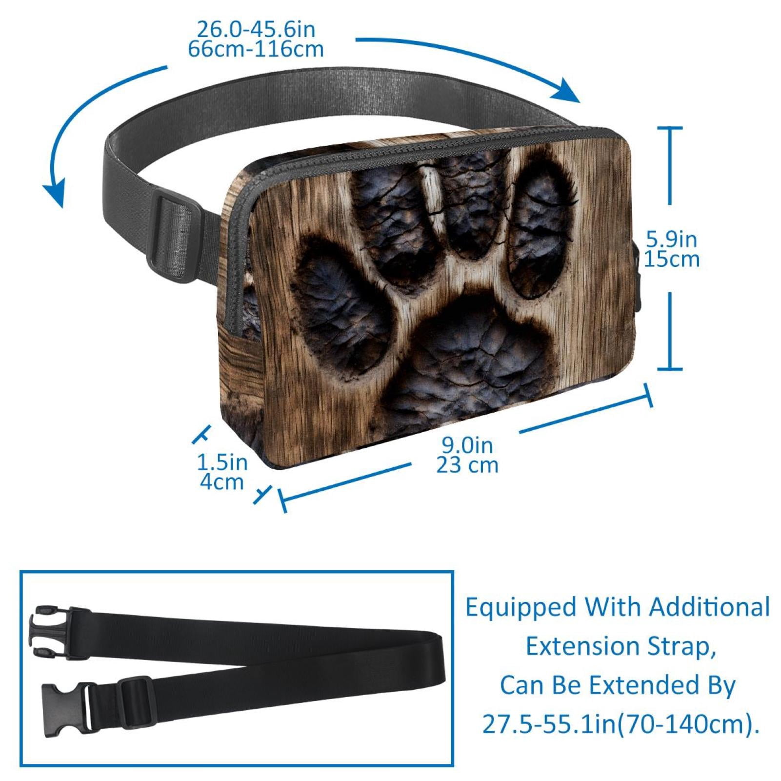 Paw prints Lightweight, Adjustable Fanny Pack with Extension Strap - Unisex Money Belt Waist Bags