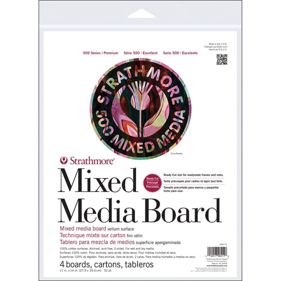Strathmore Mixed Media Board 500 Series, 11" x 14"", 4/Pkg.