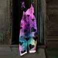 thumbnail image 4 of Fgvctg Valentine's Day Formal Jumpsuits for Women Sleeveless Date Night Spaghetti Straps Overalls Holiday Wide Leg Pant Love Heart Graphic Bib Overalls Romper Sprimg Pants With Pockets Cyan 2XL, 4 of 4