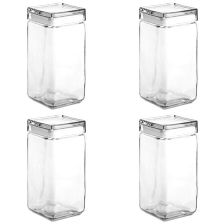 Square Glass Jar with Glass Lid 64 oz. 217663