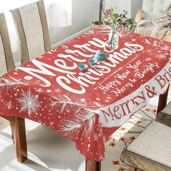 BZSMCE Square Tablecloth White Christmas Leaf and Snowflake Patterned Pattern Tableclothes