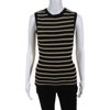 Pre-owned|KORS Michael Kors Womens Knit Striped Sleeveless Sweater Top Black Size S
