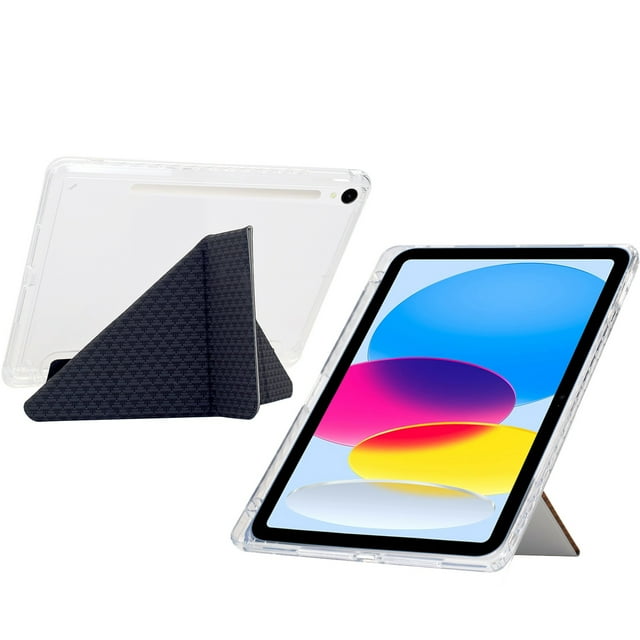 FOXDOCK Tablet Case for Samsung Galaxy Tab S9 – Clear Acrylic Back, Auto Sleep/Wake, Tri-Fold Stand, Full Protection Tablet Cover