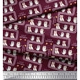 thumbnail image 3 of Soimoi Purple Japan Crepe Satin Fabric Text & Owl Bird Print Fabric by Yard 42 Inch Wide, 3 of 3