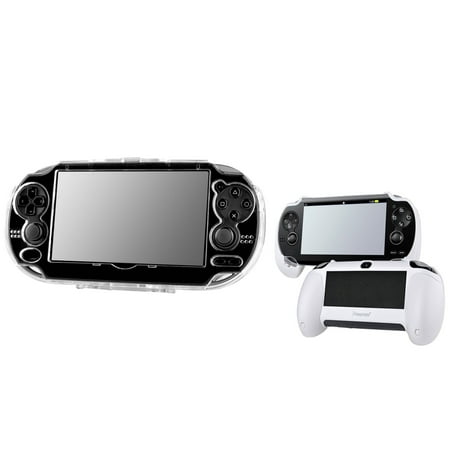 Insten Snap-On Crystal Hard Case Cover+White Hand Grip For Sony Playstation PS (Best Ps Vita Cover)