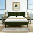 thumbnail image 3 of Sandy Wilson Home Aspen Tufted Headboard Platform Bed Queen Olive Green Velvet, 3 of 19