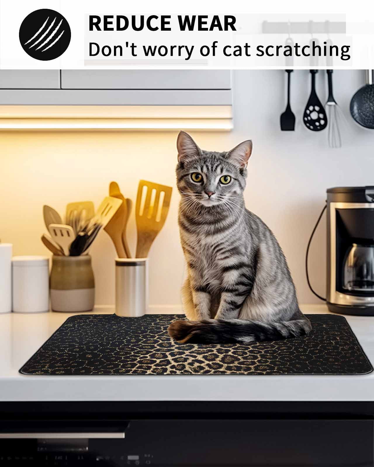 Stove Top Covers for Electric Stove, Leopard Print Glass Stovetop Cover Protector, Chic Abstract Black Brown Animals Texture Induction Cooktop Protector Oven Mat for Kitchen Countertop 24"x21"