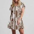 thumbnail image 7 of Uaswgudfs ​Women's Short Sleeve V-Neck Midi Dress​ - Casual Summer A-Line Silhouette with Front Pockets, Versatile for Social Occasions Brown L, 7 of 7